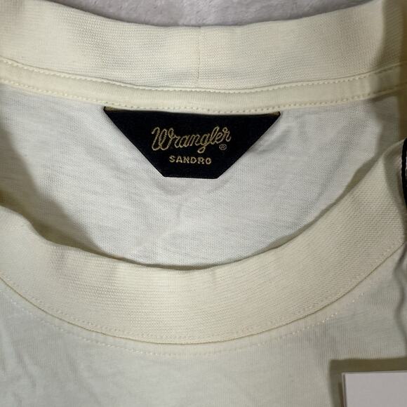 NWT Sandro x Wrangler Short Sleeve Crew Neck T-Shirt Cream Men's Size Medium - Picture 3 of 8